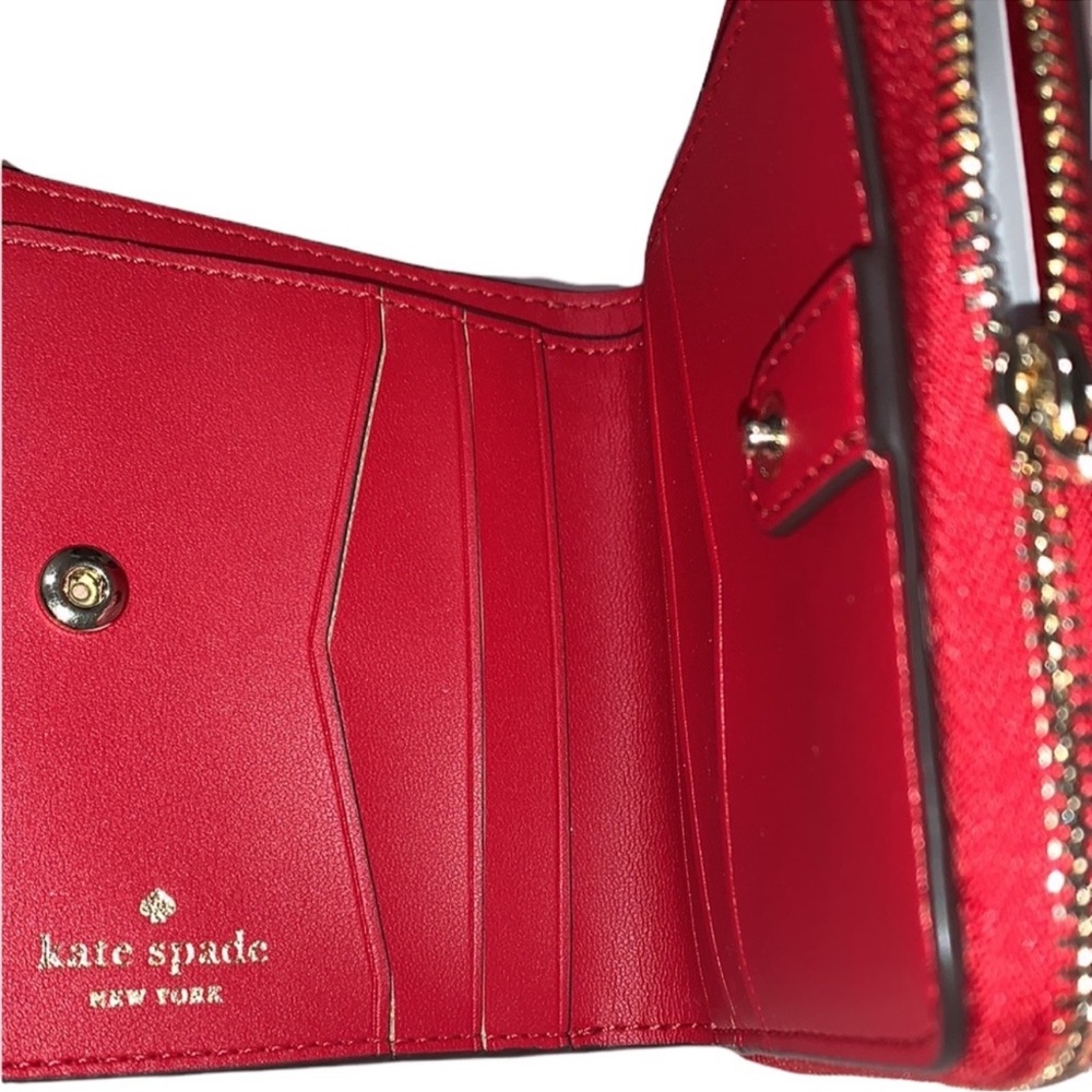 kate spade Red heart Wallet with Gold Hardware and Smooth Leather